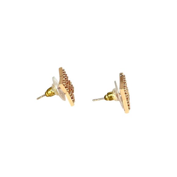 Elegant Rose Gold-Tone Diamond-Shaped Stud Earrings for Women Minimalist - Picture 4 of 5